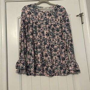 Floral Pink and Gray Women's Top